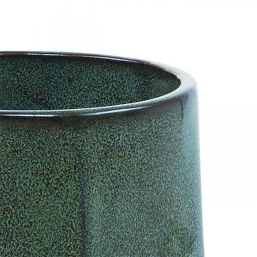 Article Vase Céramique Flower Vase Vert Hexagonal Ø14.5cm H21.5cm