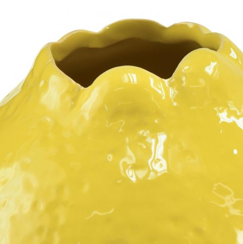 Floristik24 Vase céramique jaune citron décor Méditerranée Ø12cm H14,5cm
