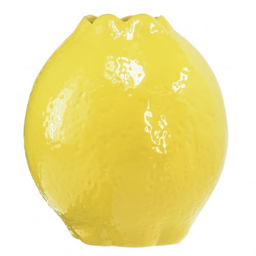 Floristik24 Vase céramique jaune citron décor Méditerranée Ø12cm H14,5cm