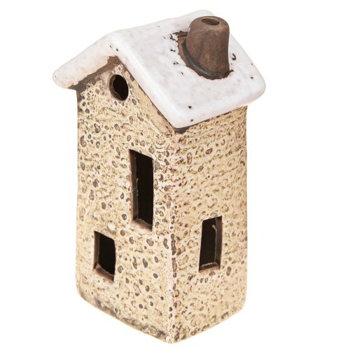 Article Décoration de l&#39;Avent en céramique, maison crème rouge gris 8,5/9,5 cm, 3 pièces