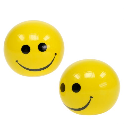 Floristik24 Boule en céramique avec emoticon jaune Ø5cm H4.5cm 6pcs