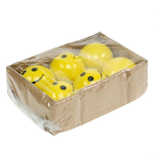 Floristik24 Boule en céramique avec emoticon jaune Ø5cm H4.5cm 6pcs