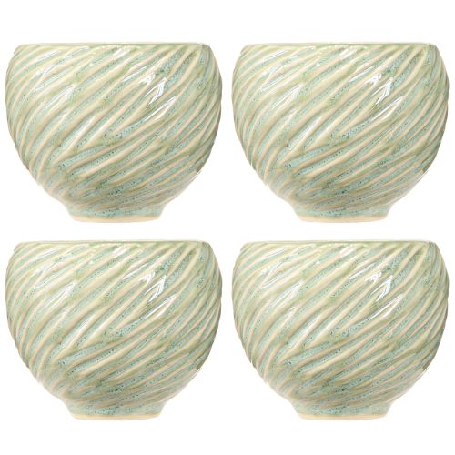 Article Bols en céramique au design spirale vert Ø9cm H7cm 4pcs