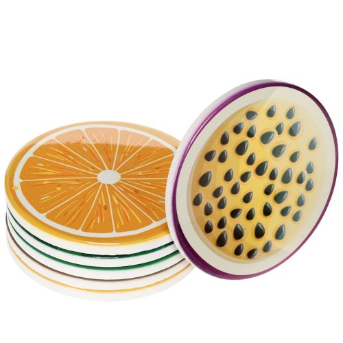 Floristik24 Ensemble de 6 sous-verres en forme de fruits, motif fruits, décoration de table, cuisine et salon, 10 cm.