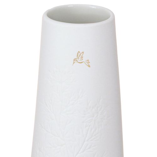 Article Vase en céramique blanc Déco oiseau Ø6,5cm H19cm 2pcs