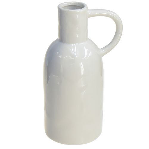 Vase en céramique blanc pour décoration sèche vase avec anse Ø9cm H21cm