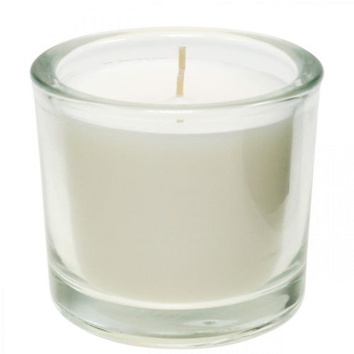 Floristik24 Bougie dans un pot en verre bougie en cire blanche Ø9cm H8cm