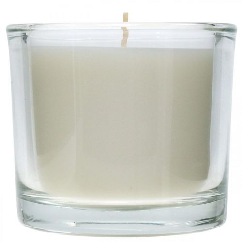 Floristik24 Bougie dans un pot en verre bougie en cire blanche Ø9cm H8cm