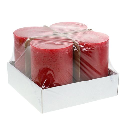 Floristik24 Bougie rouge 100mm x 150mm teinte 4pcs