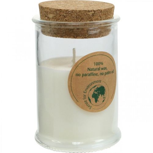 Bougie dans un verre cire de soja bougie de soja avec bouchon blanc Ø5.5cm H8.5cm