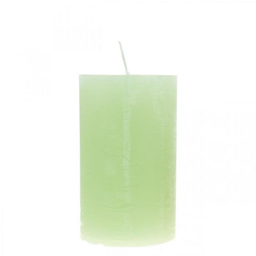 Bougies pilier teintes vert clair 60 × 100mm 4pcs
