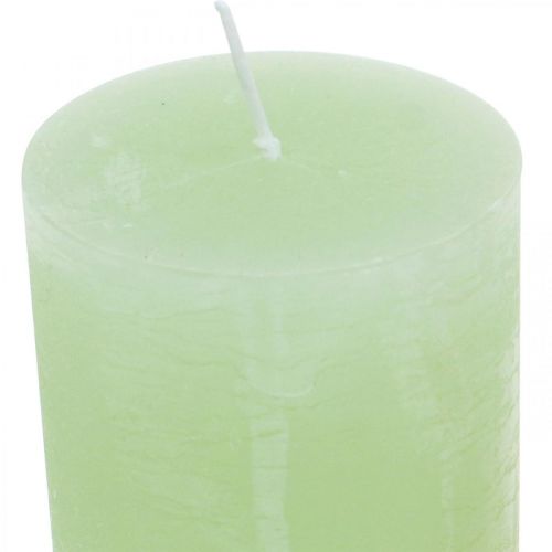 Bougies pilier teintes vert clair 60 × 100mm 4pcs