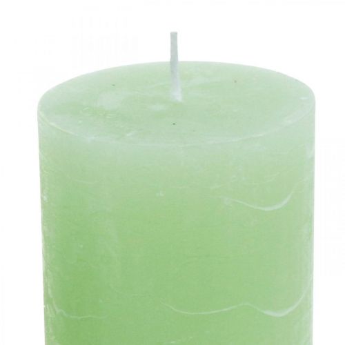 Article Bougies pilier colorées vert clair 70 × 100mm 4pcs