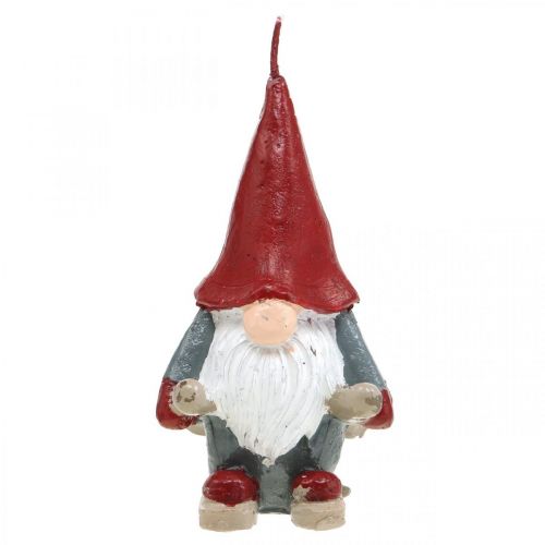 Floristik24 Bougie motif Lutin de Noël, décoration de l&#39;avent, lutin aux skis, bougie décorative H12cm