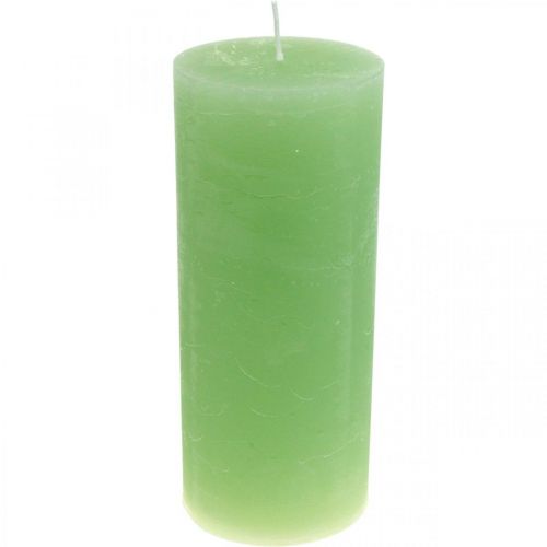 Bougies piliers de couleur unie vert clair 85×200mm 2pcs