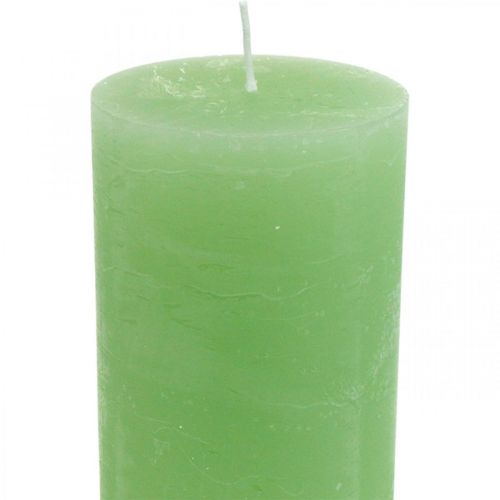 Article Bougies piliers bougies unies vert citron​​​​​​​ 85×200mm 2 pcs