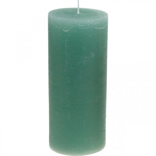Bougies piliers teintées en vert jade 85×200mm 2pcs