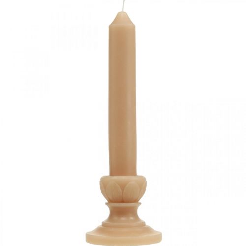 Floristik24 Déco Tige Bougie Saumon Bougie Nostalgique Décoration Cire Couleur Pleine 25cm