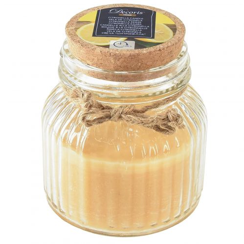 Bougie Bougie parfumée citronnelle couvercle en verre miel H11,5cm