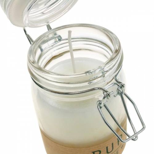 Floristik24 Bougie dans une décoration en verre avec couvercle Bougie en cire Pure Nature cire d&#39;abeille huile d&#39;olive