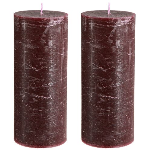 Article Bougies Bougies piliers bordeaux couleur unie 85x200mm 2 pcs
