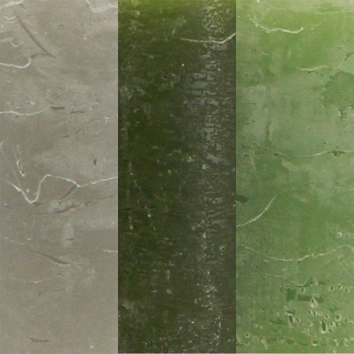 Article Bougies vertes 3 couleurs différentes piliers 60x80cm 12 pcs