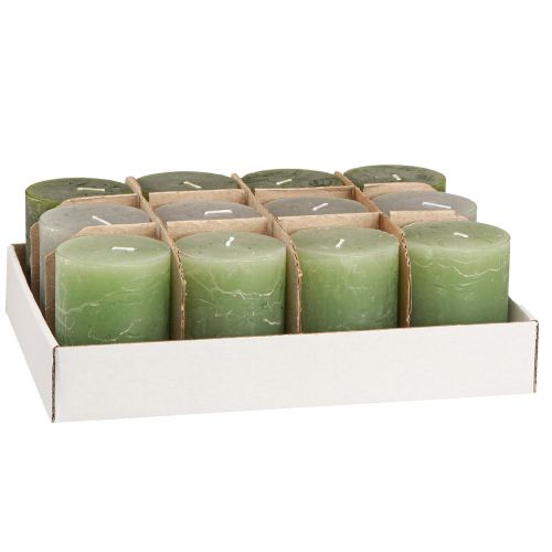 Article Bougies vertes 3 couleurs différentes piliers 60x80cm 12 pcs