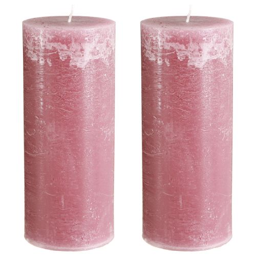 Article Bougies en rose bougies pilier vieux rose 85×200mm 2 pcs