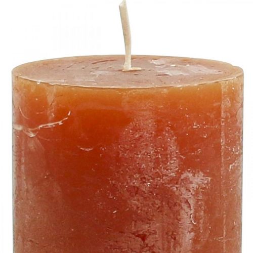 Article Bougies de couleur unie bougies piliers rouge-marron 50×100mm 4 pcs