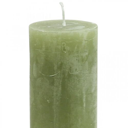 Article Bougies de couleur unie bougies pilier vert olive 50×100mm 4pcs