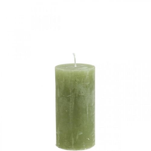 Bougies de couleur unie bougies pilier vert olive 50×100mm 4pcs