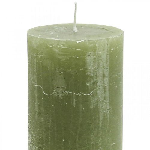 Article Bougies de couleur unie bougies pilier vert olive 60×100mm 4 pcs