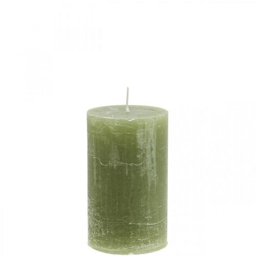 Article Bougies de couleur unie bougies pilier vert olive 60×100mm 4 pcs