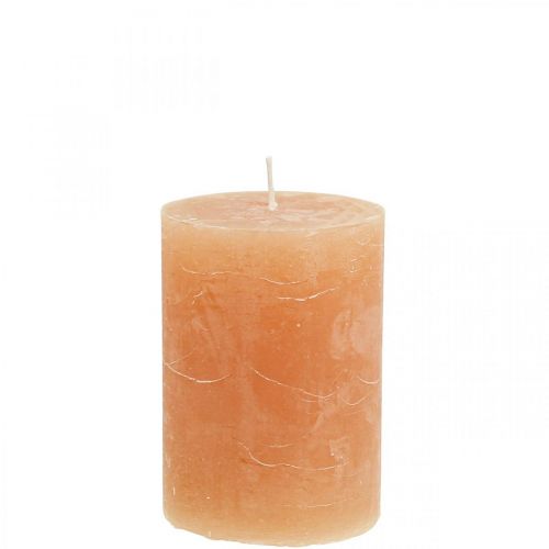 Bougies de couleur unie Bougies pilier Orange Pêche 70×100mm 4 pcs