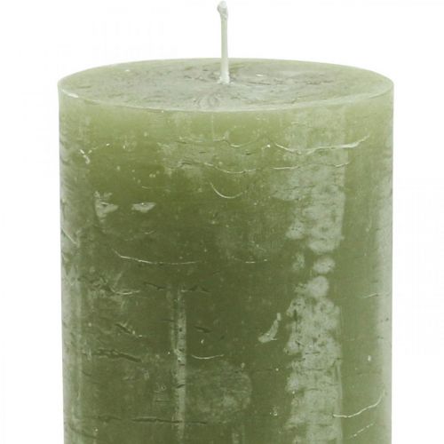 Bougies de couleur unie bougies pilier vert olive 70×120mm 4 pcs