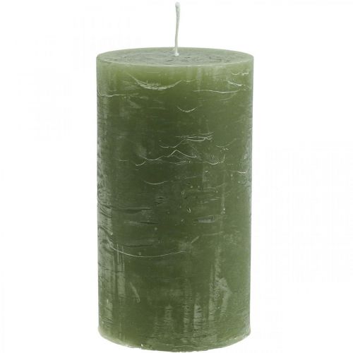 Article Bougies de couleur unie vert olive différentes tailles