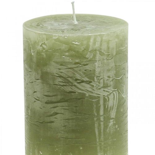 Article Bougies de couleur unie bougies pilier vert olive 60×80mm 4 pcs