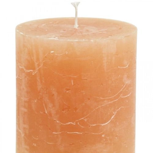 Article Bougies de couleur unie Bougies pilier Orange Pêche 70×80mm 4 pcs
