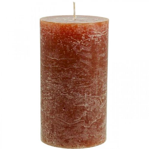 Bougies de couleur unie bougies piliers rouge-marron 85×150mm 2 pcs