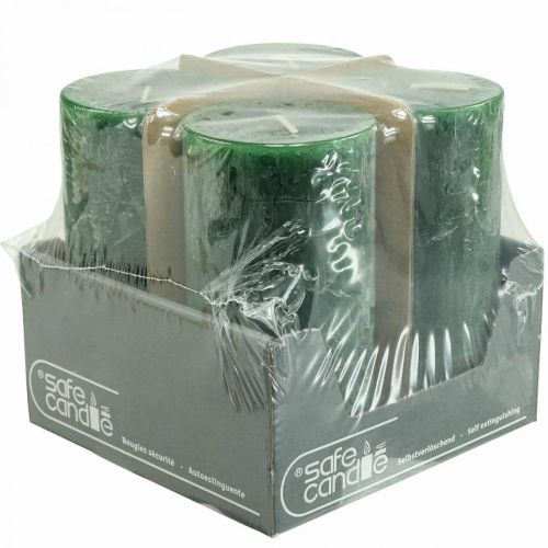 Floristik24 Bougies de couleur unie Bougies pilier vert foncé 70×140mm 4pcs