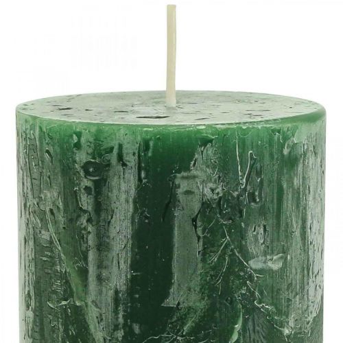 Floristik24 Bougies de couleur unie Bougies pilier vert foncé 70×140mm 4pcs