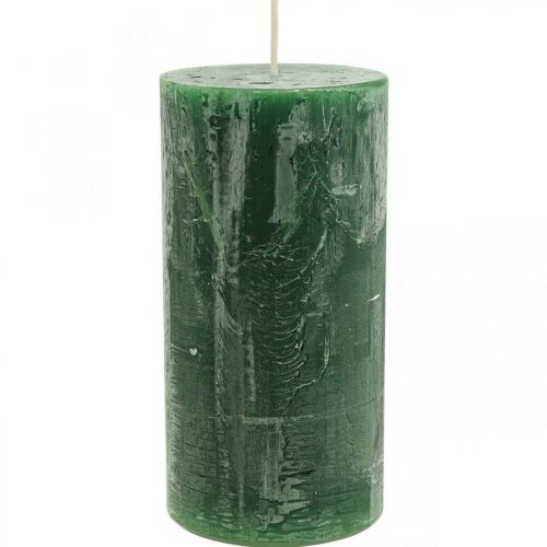 Article Bougies de couleur unie Bougies pilier vert foncé 70×140mm 4pcs