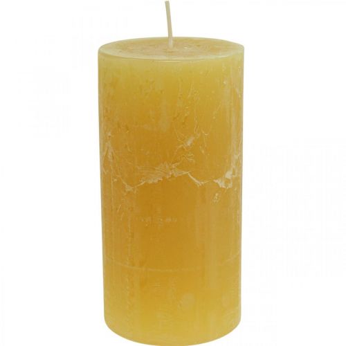 Bougies pilier Bougies colorées rustiques jaune 70/140mm 4pcs