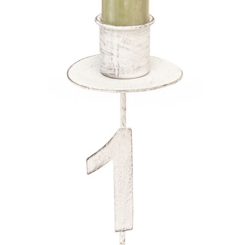 Article Bougeoir de l'Avent avec épine et chiffres blanc H11cm 4 pcs