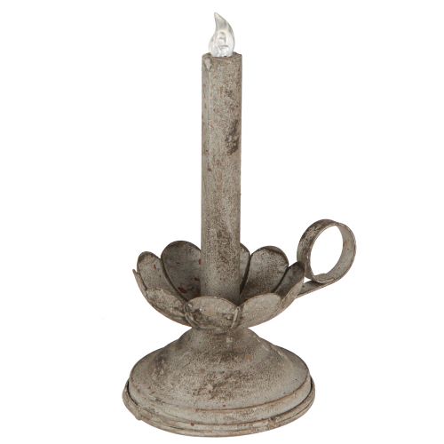 Floristik24 Bougeoir antique avec bougie LED en métal lumière chaude H22cm