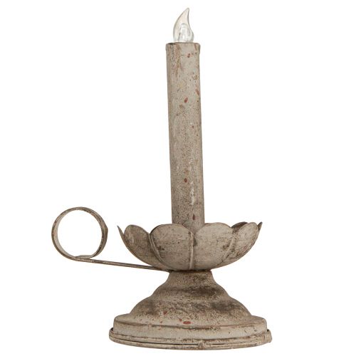 Floristik24 Bougeoir antique avec bougie LED en métal lumière chaude H22cm