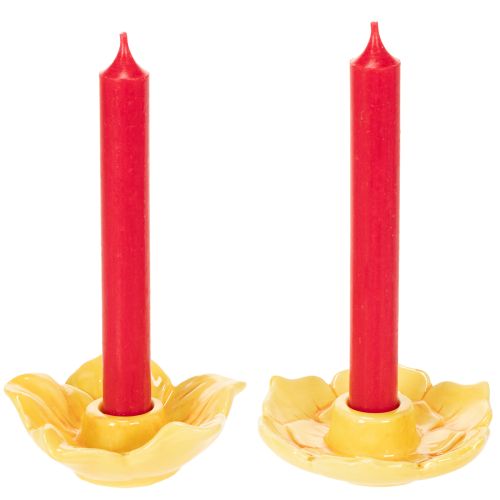 Article Bougeoirs coniques en céramique, forme de fleur décorative pour une décoration de table élégante, 11 cm, lot de 2