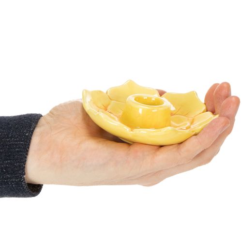 Article Bougeoirs coniques en céramique, forme de fleur décorative pour une décoration de table élégante, 11 cm, lot de 2