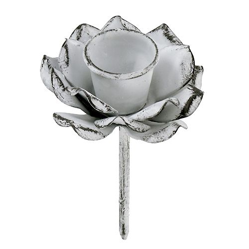 Bougeoir en forme de fleur blanc shabby Ø5,8cm H6,8cm 4pcs