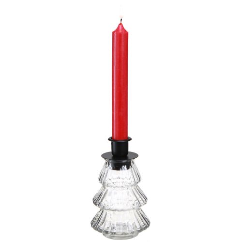 Article Bougeoir en verre pour bougies bâtons Sapin de Noël 13,5cm 2pcs